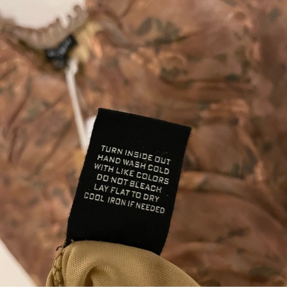 NEW Blu Pepper Sweetheart Neck Brown Watercolor Floral Ruffle Hem Dress Size S - Picture 6 of 8